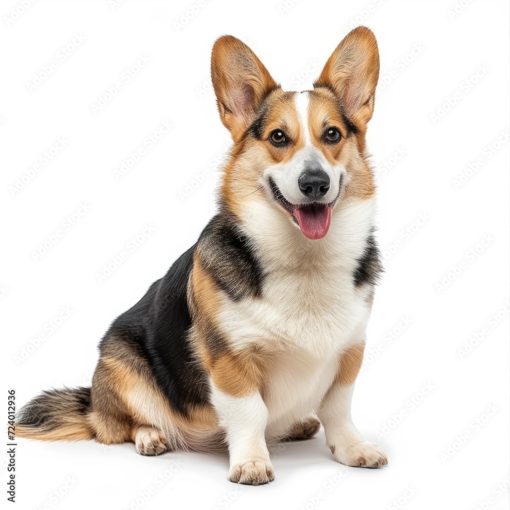 Welsh corgi breed dog sitting on a white background Welsh corgi breed dog sitting on a white background