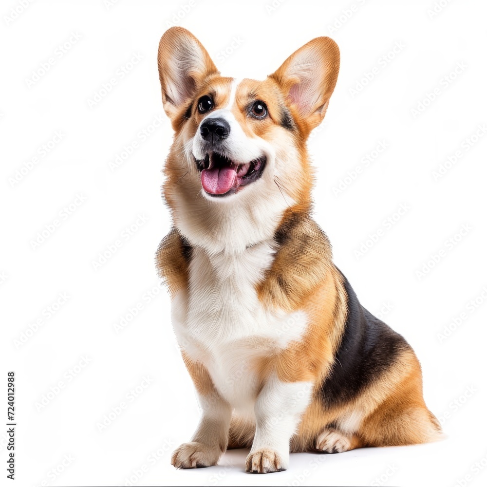 Welsh corgi breed dog sitting on a white background Welsh corgi breed dog sitting on a white background