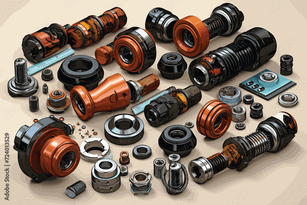 3d collection of individual industrial parts, elements 3d collection of individual industrial parts, elements
