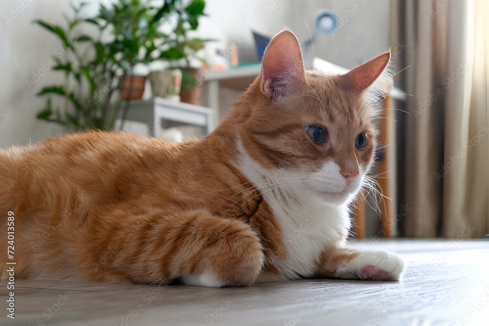 a beautiful ginger female cat  
