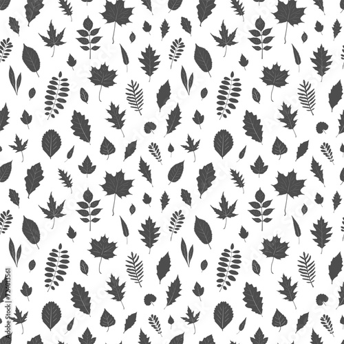 
leaves of different trees vector seamless background , design elements