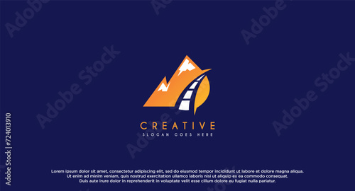 winding road river creek logo design vector illustration