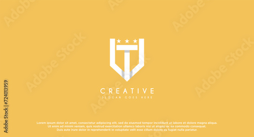 Shield Military Letter T and V Logo. Flat Vector Logo Design Template Element.