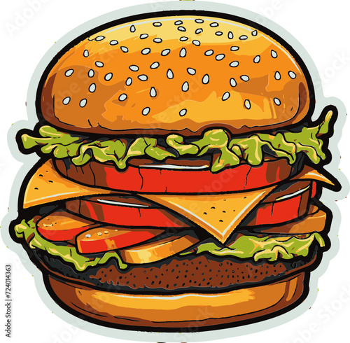 Fototapeta Naklejka Na Ścianę i Meble -  Burger Vector Graphics Compilation Vectorized Burger Illustrations