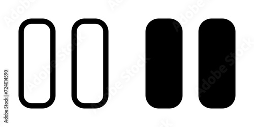 Editable vector pause button icon. Black, transparent white background. Part of a big icon set family. Perfect for web and app interfaces, presentations, infographics, etc