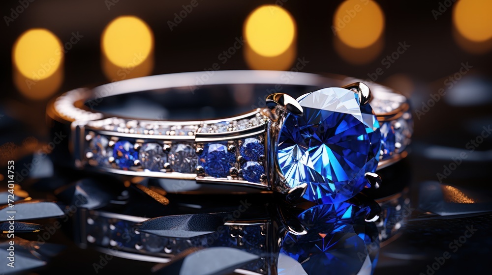 Beautiful engagement ring with diamonds UHD Wallpaper - obrazy, fototapety, plakaty 
