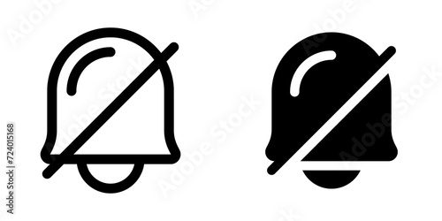 Vector notification off, bell icon. Black, white background. Perfect for app and web interfaces, infographics, presentations, marketing, etc.