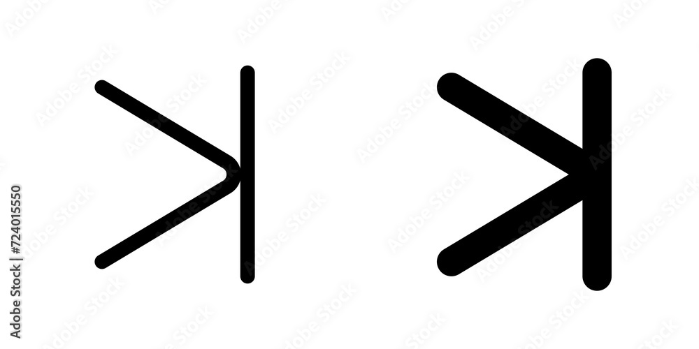 Vector arrow chevron with line right icon. Black, white background. Perfect for app and web interfaces, infographics, presentations, marketing, etc. Vector arrow chevron with line right icon. Black, white background. Perfect for app and web interfaces, infographics, presentations, marketing, etc.