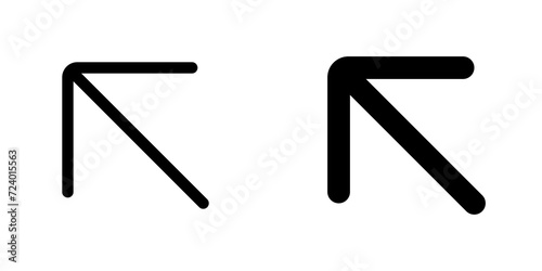 Vector left diagonal arrow chevron icon. Black, white background. Perfect for app and web interfaces, infographics, presentations, marketing, etc.