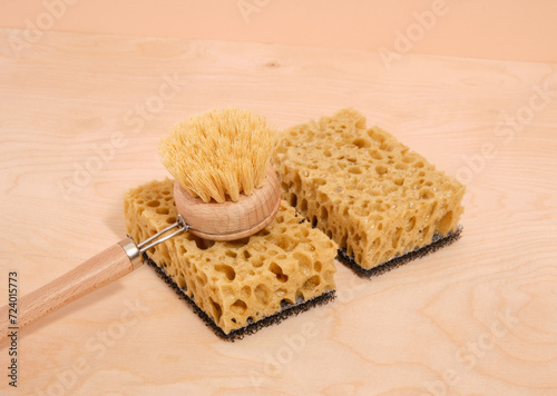 Eco friendly dish brush and sponges. Keeping the house clean.