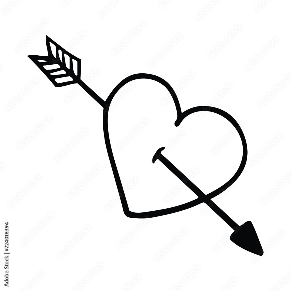 Love heart with an arrow vector icon with background. Love heart with an arrow vector icon with background.