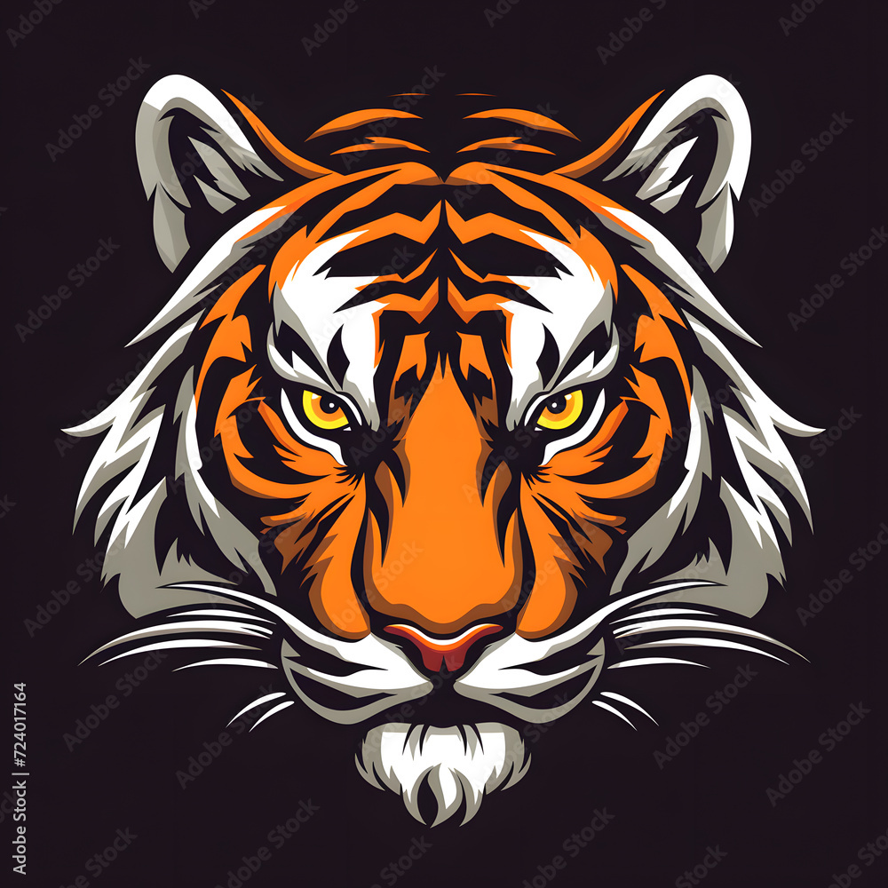 Tiger angry head logo mascot illustration