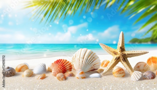 summer beach vacation with seashells 