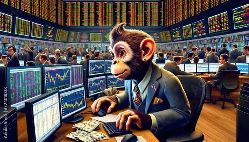 monkey trading with computer on stock exchange