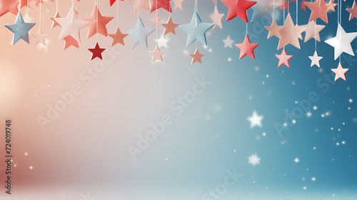 Holiday decorative border, festive background with festive star decoration