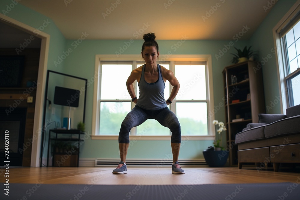 Young woman exercising at home. Sports and healthy lifestyle. Young woman exercising at home. Sports and healthy lifestyle.