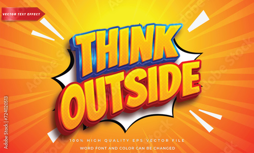 Editable text think outside comic style 3d text effect