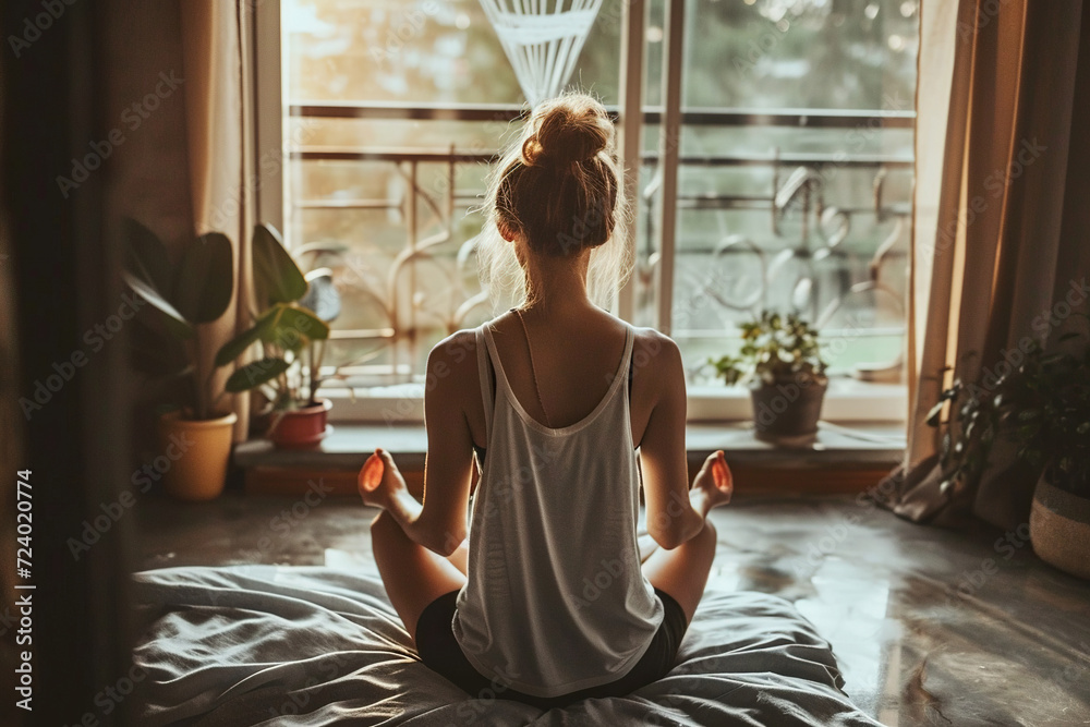 woman meditating in yoga position
woman meditating in yoga position