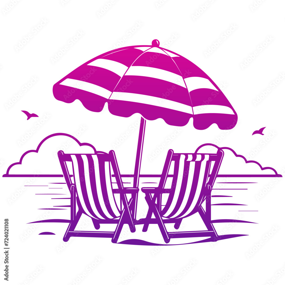 gradient beach style line art design illustration