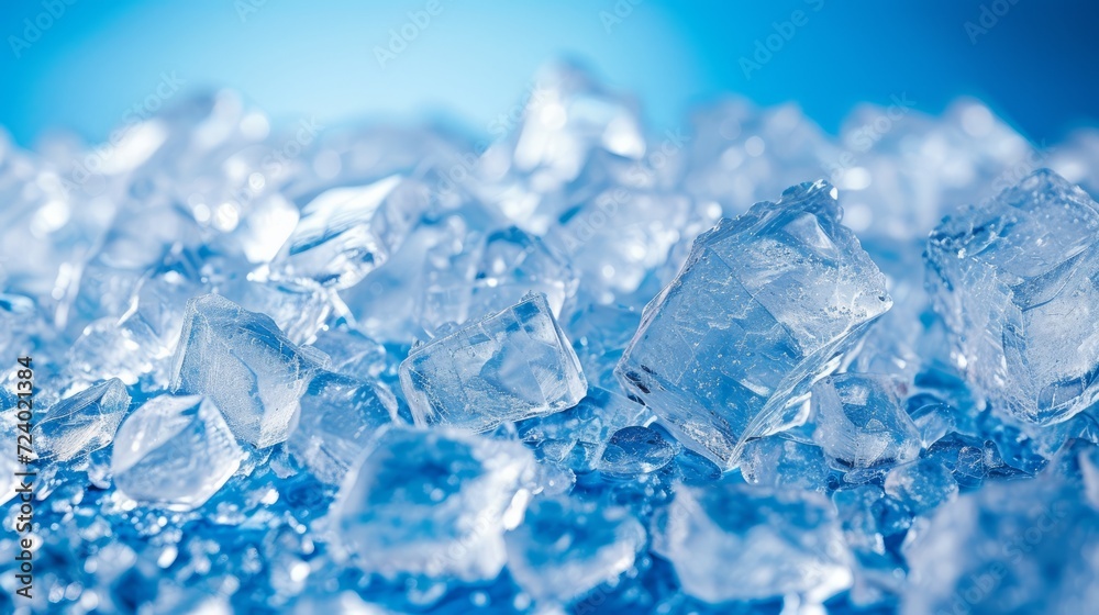 Ice cubes on a blue background