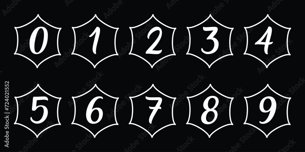 Numbers Without Names Simple Simple numbers symbol set. Black isolated font in vector with ...