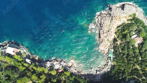 Amalfi coast from Punta Campanella near Sorrento. Amazing aerial view from drone in summer season photo