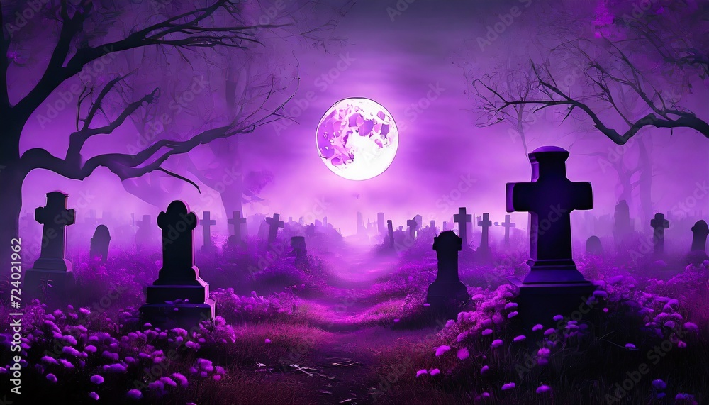 halloween night scene with purple fantasy fog halloween night scene with purple fantasy fog