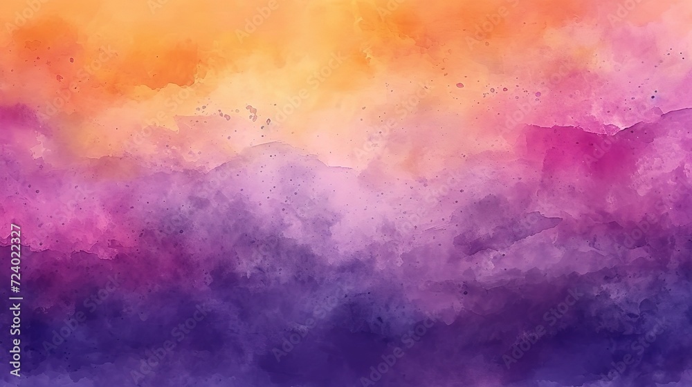 Fototapeta premium abstract watercolor background sunset sky orange purple