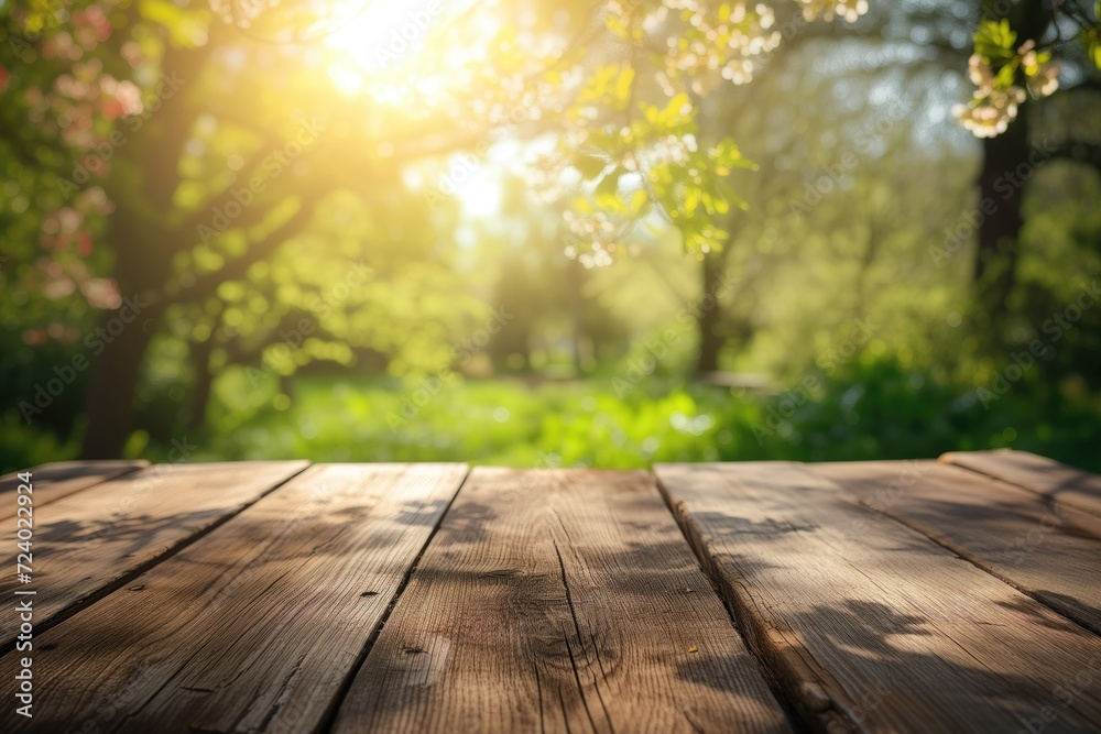 Spring or summer hardwood flooring background with Empty wooden table Spring or summer hardwood flooring background with Empty wooden table