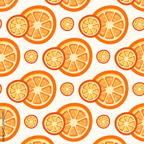 Seamless pattern with orange slices on a light background