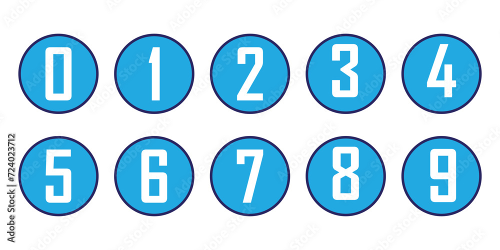 Simple round numbers symbol set. Black isolated font in vector with black background. Simple round numbers symbol set. Black isolated font in vector with black background.