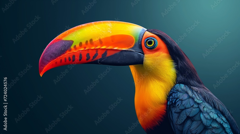 Naklejka premium Colorful Toucan with Open Beak