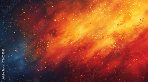 the intensity of a cosmic explosion with a gradient of fiery orange, red, and yellow, merged seamlessly with a grainy texture for a dynamic poster.