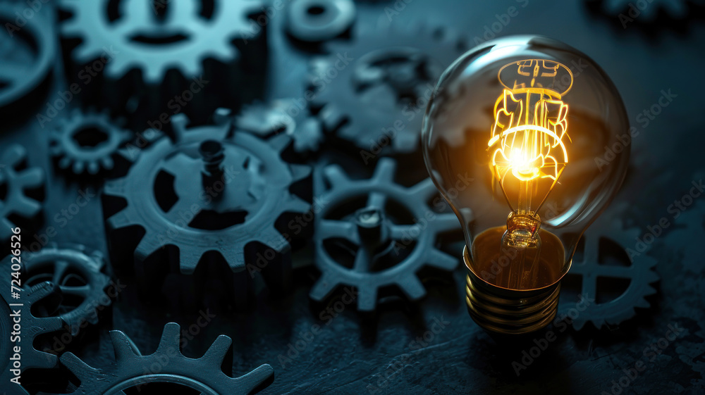 Lightbulb and Gears Depicting Innovation Amid Success Risks and Challenges Lightbulb and Gears Depicting Innovation Amid Success Risks and Challenges