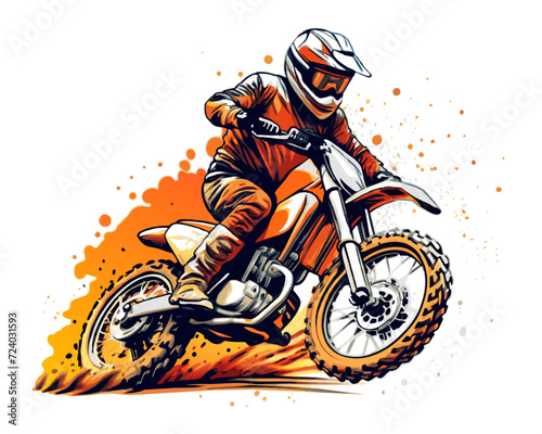 Fototapeta Naklejka Na Ścianę i Meble -  motorcross t shirt design illustration vector
