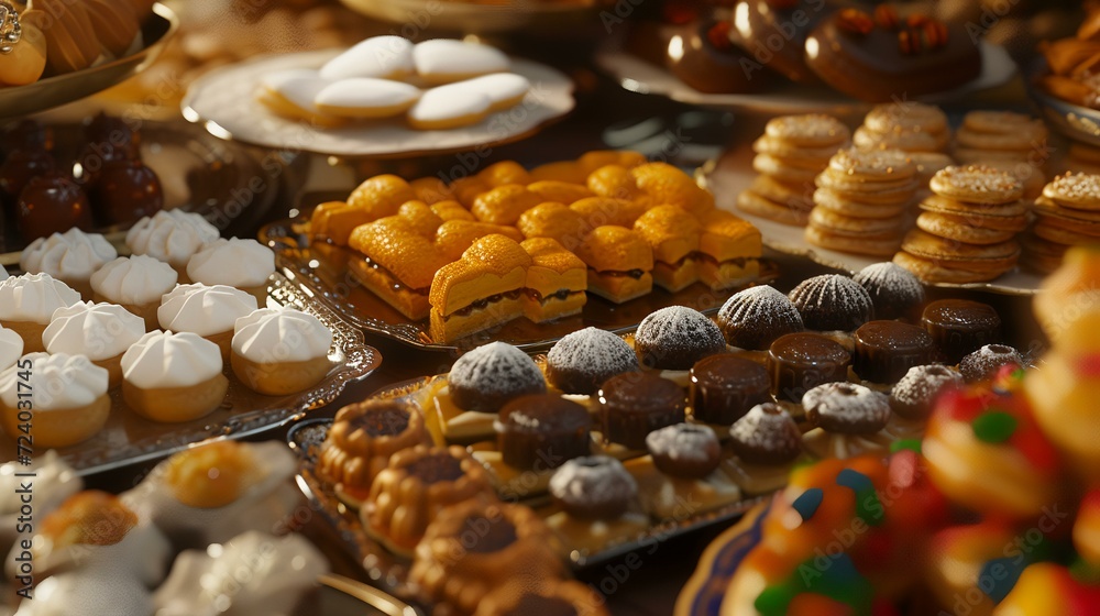 Variety of sweets and cookies on display at a candy shop.