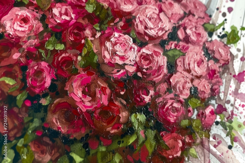 Abstract painting of roses Generative AI Abstract painting of roses Generative AI