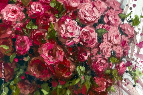 Abstract painting of roses Generative AI