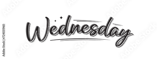Wednesday lettering. Modern banner with week day text. Sticker for planner. Day of week. Planning concept. Wednesday typography logo design. Vector illustration.