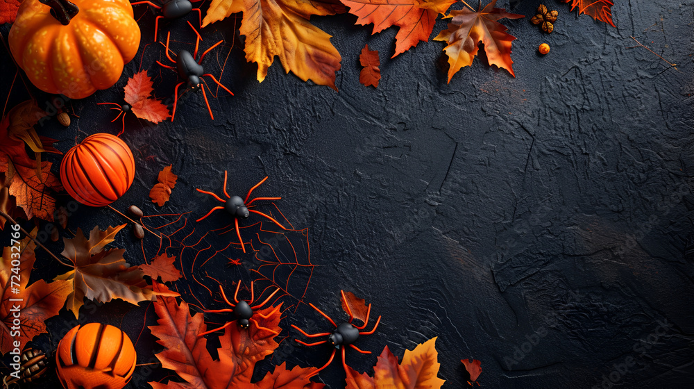 halloween background with pumpkins, generative ai