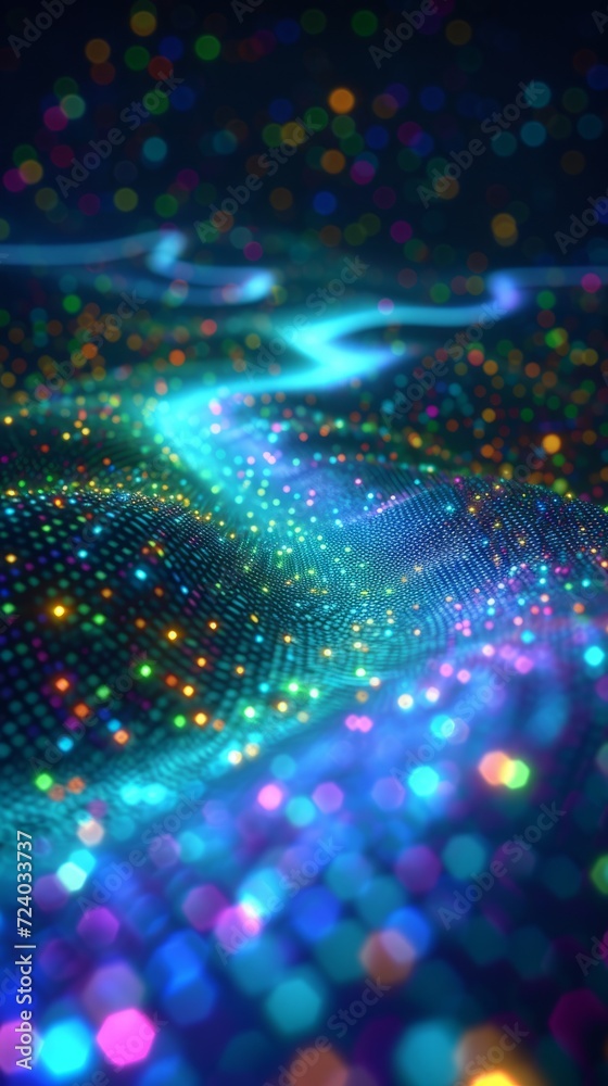 Obraz premium Colorful glowing dots form a beautiful wave pattern