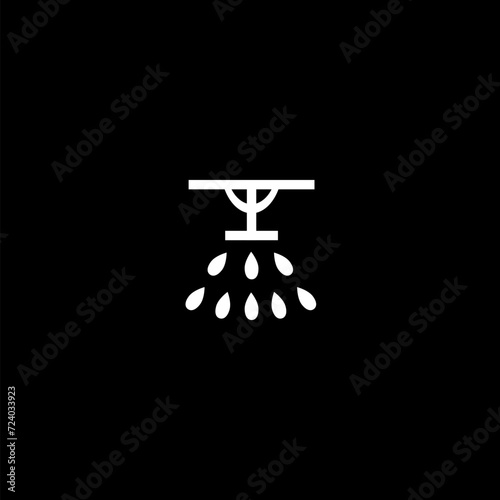  Sprinkler icon simple sign isolated on black background
