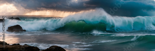 big sea waves panorama