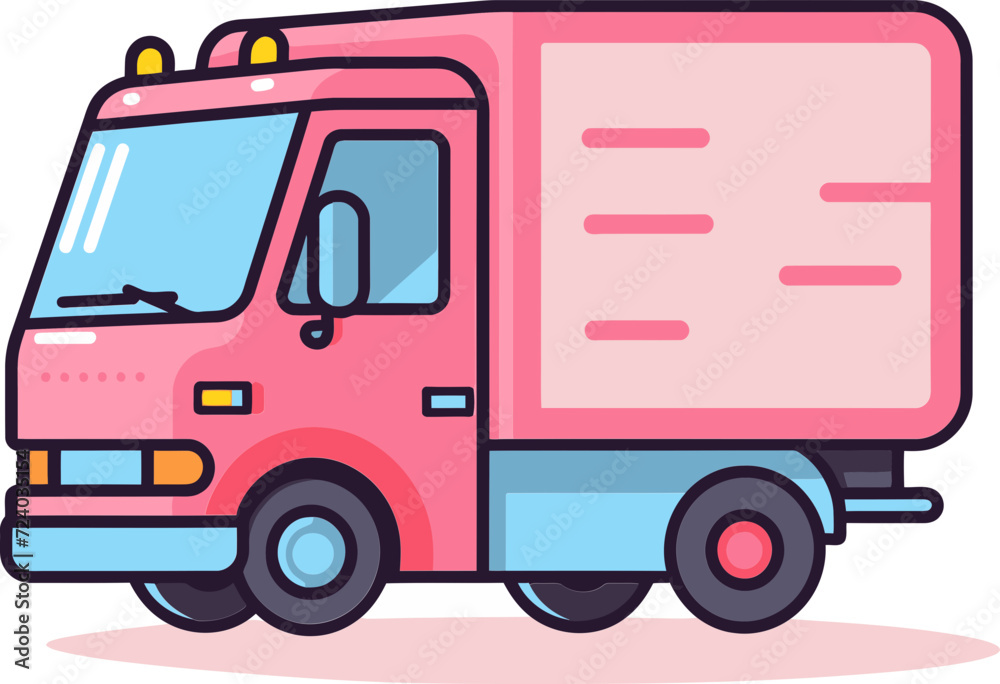 Vectorized Routes Commercial Vehicle Illustration Series Navigating Wheels Commercial Vehicle Vector Composition