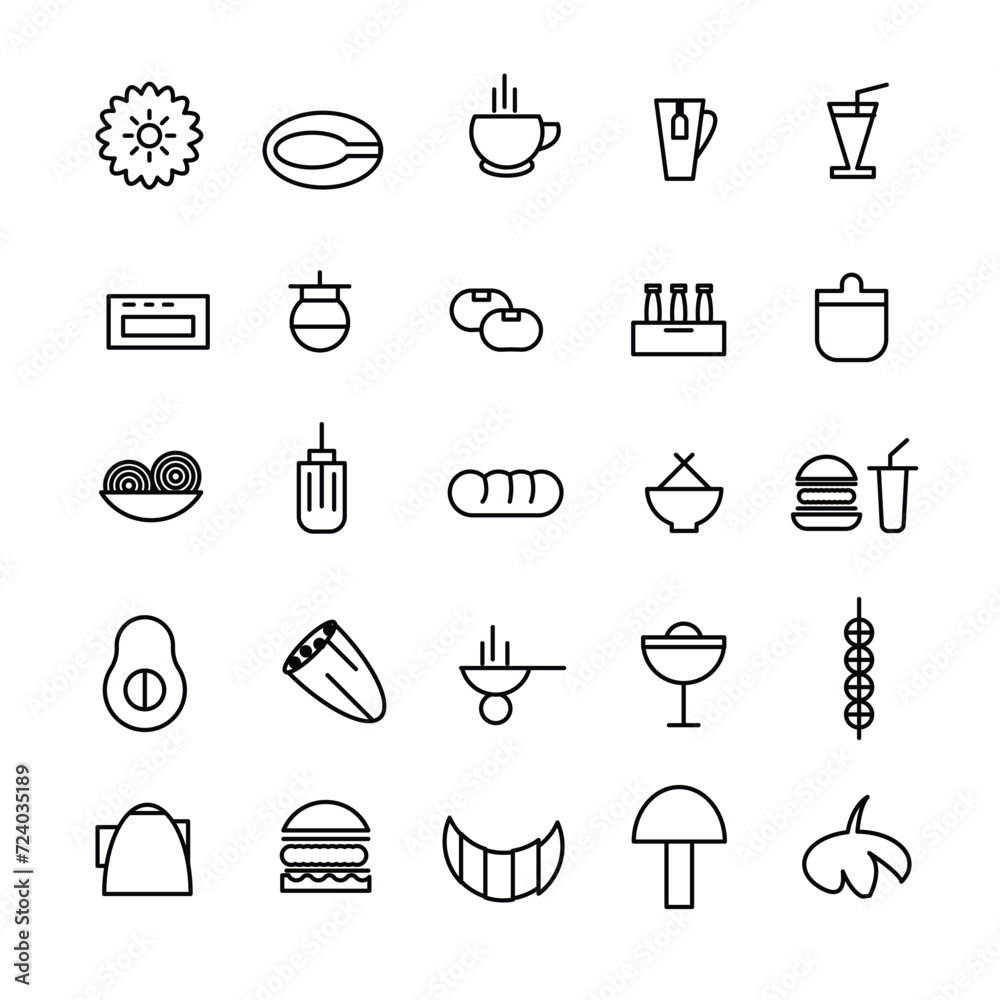 Creative icons set about food and drink restaurants fast food
