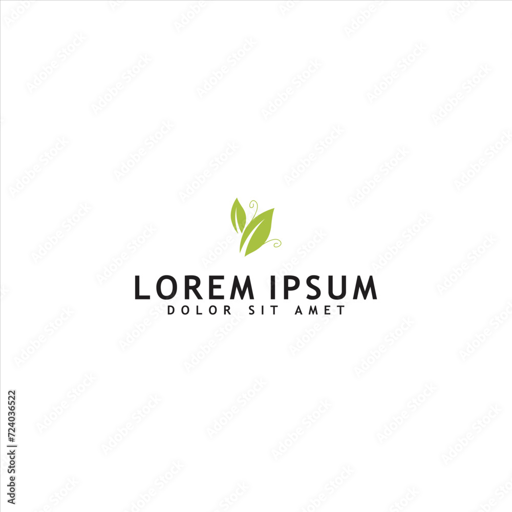 Fototapeta premium Green leaf logo design vector isolated on white background. eco organic logo design vector template.