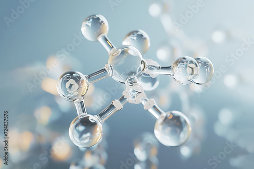 Amino acid, structural chemical formula view from a microscope photo