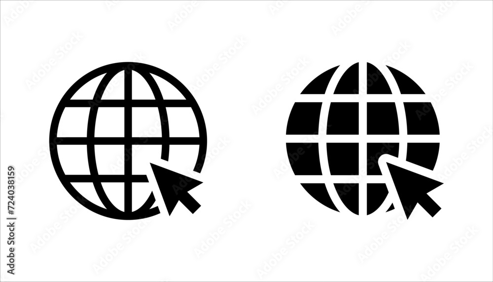 Web icon set. Click to go to website or internet icon for apps and websites. vector illustration on white background Web icon set. Click to go to website or internet icon for apps and websites. vector illustration on white background