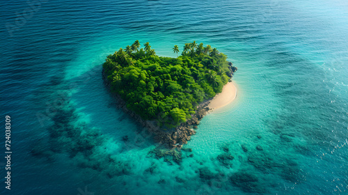 heart shaped island, generative ai © Saleem