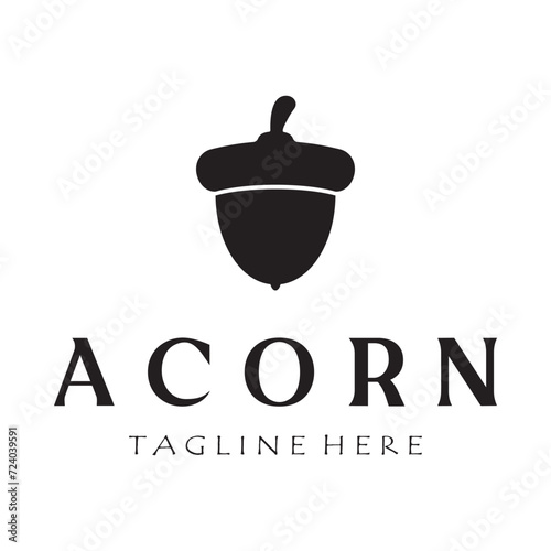 Simple Acorn logo design with leaves,oak leaves logo,isolated with vector illustration editing
